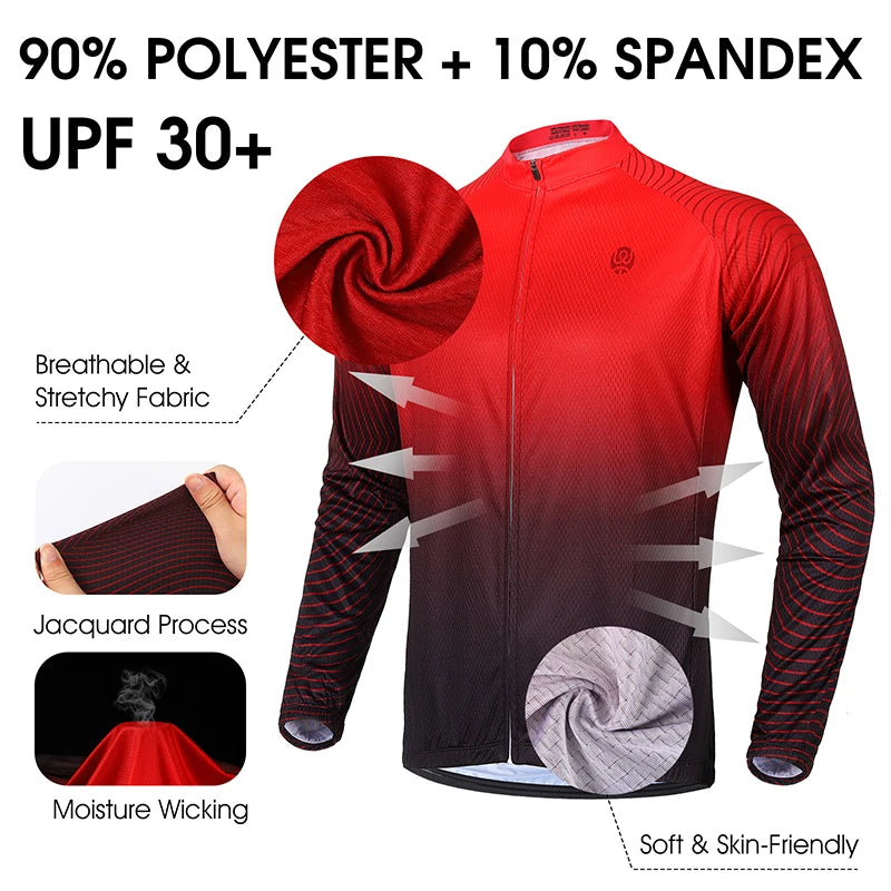 WEST BIKING Cycling Jersey Long Sleeve Team Racing Bike Clothing Comfortable Men Shirt Fitness Running Sport Bicycle Jersey