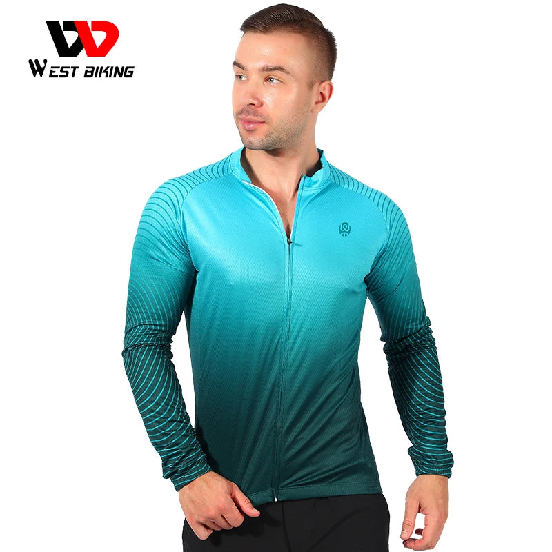 WEST BIKING Cycling Jersey Long Sleeve Team Racing Bike Clothing Comfortable Men Shirt Fitness Running Sport Bicycle Jersey