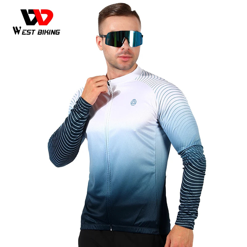 WEST BIKING Cycling Jersey Long Sleeve Team Racing Bike Clothing Comfortable Men Shirt Fitness Running Sport Bicycle Jersey