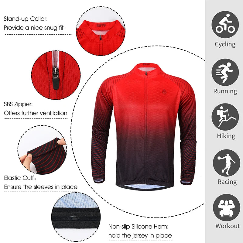 WEST BIKING Cycling Jersey Long Sleeve Team Racing Bike Clothing Comfortable Men Shirt Fitness Running Sport Bicycle Jersey