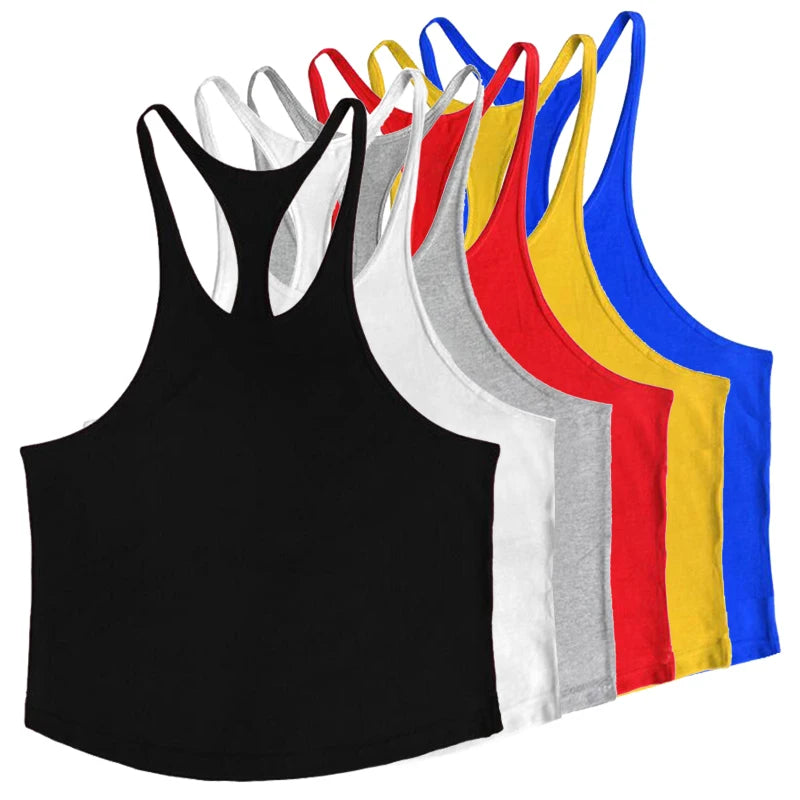 Men's Basic Solid Color Cotton Tank Tops Sleeveless Y-Back Vest Gym Muscle Training Athletic Workout Undershirt Activewear