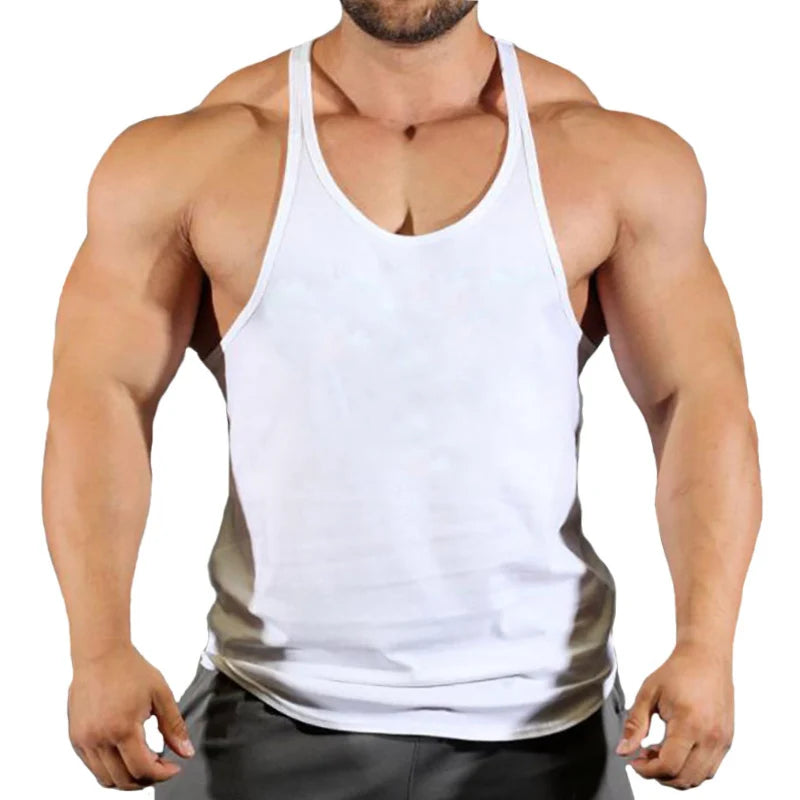 Men's Basic Solid Color Cotton Tank Tops Sleeveless Y-Back Vest Gym Muscle Training Athletic Workout Undershirt Activewear