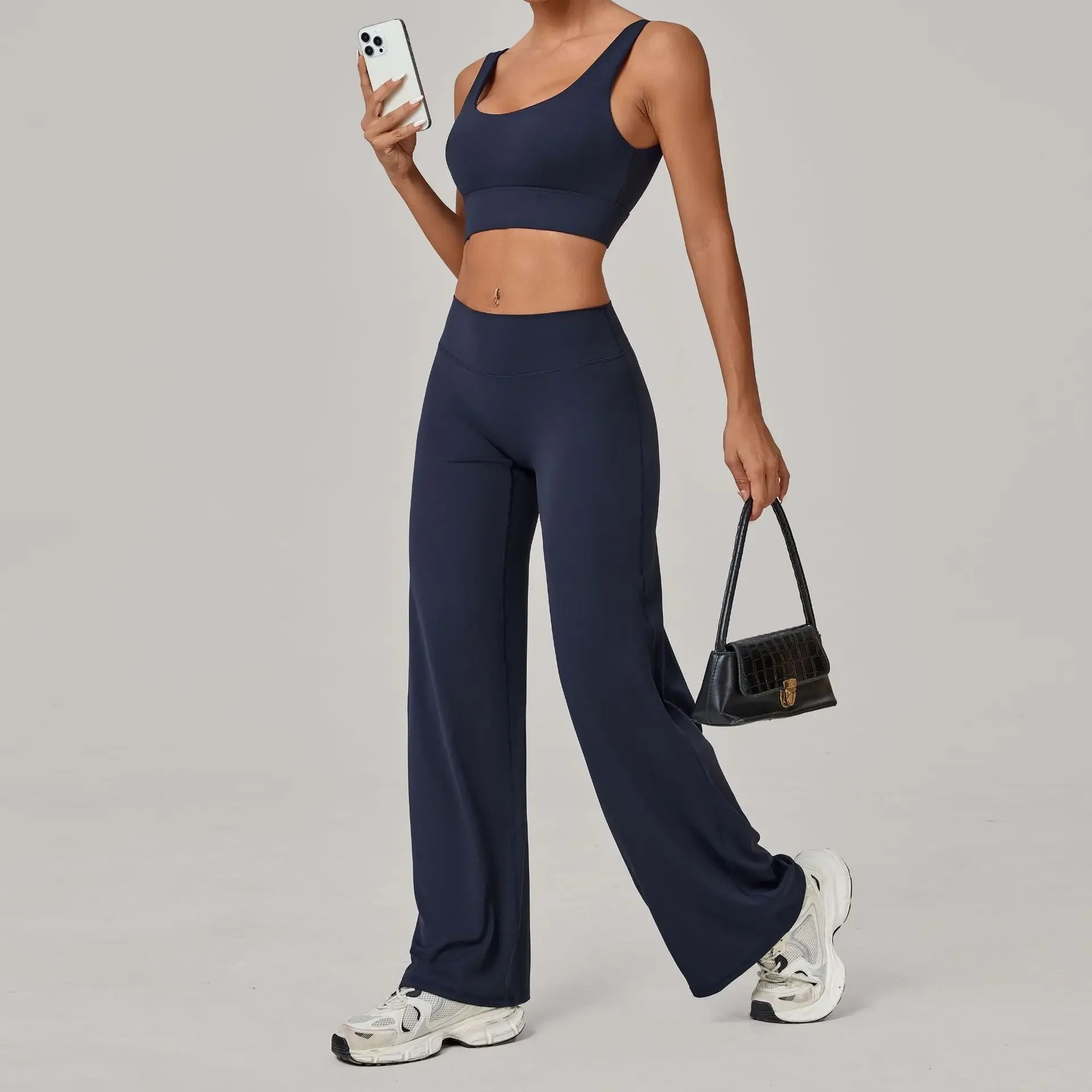 Women's Seamless Yoga Set Slim Fit Bra Wide-leg Pants