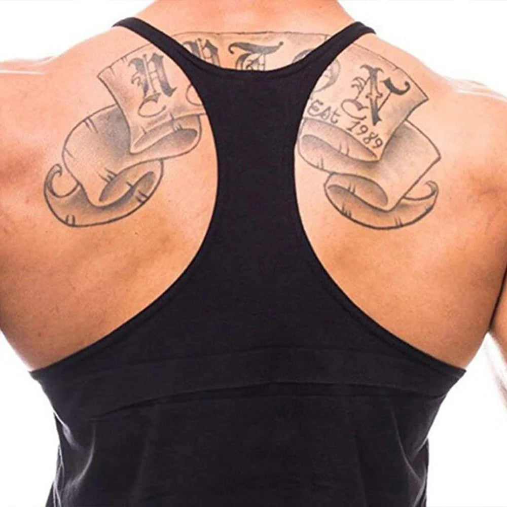 Men's Basic Solid Color Cotton Tank Tops Sleeveless Y-Back Vest Gym Muscle Training Athletic Workout Undershirt Activewear