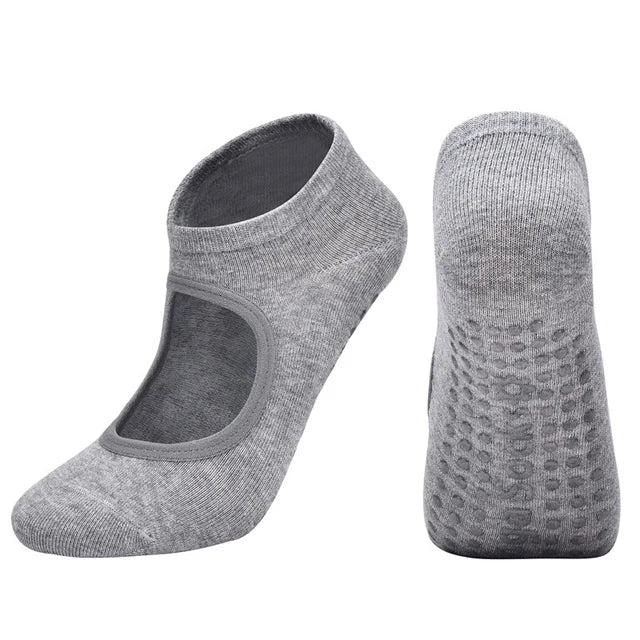 Ladies Backless Non-Slip Yoga Socks Silicone Breathable Pilates Socks for Women