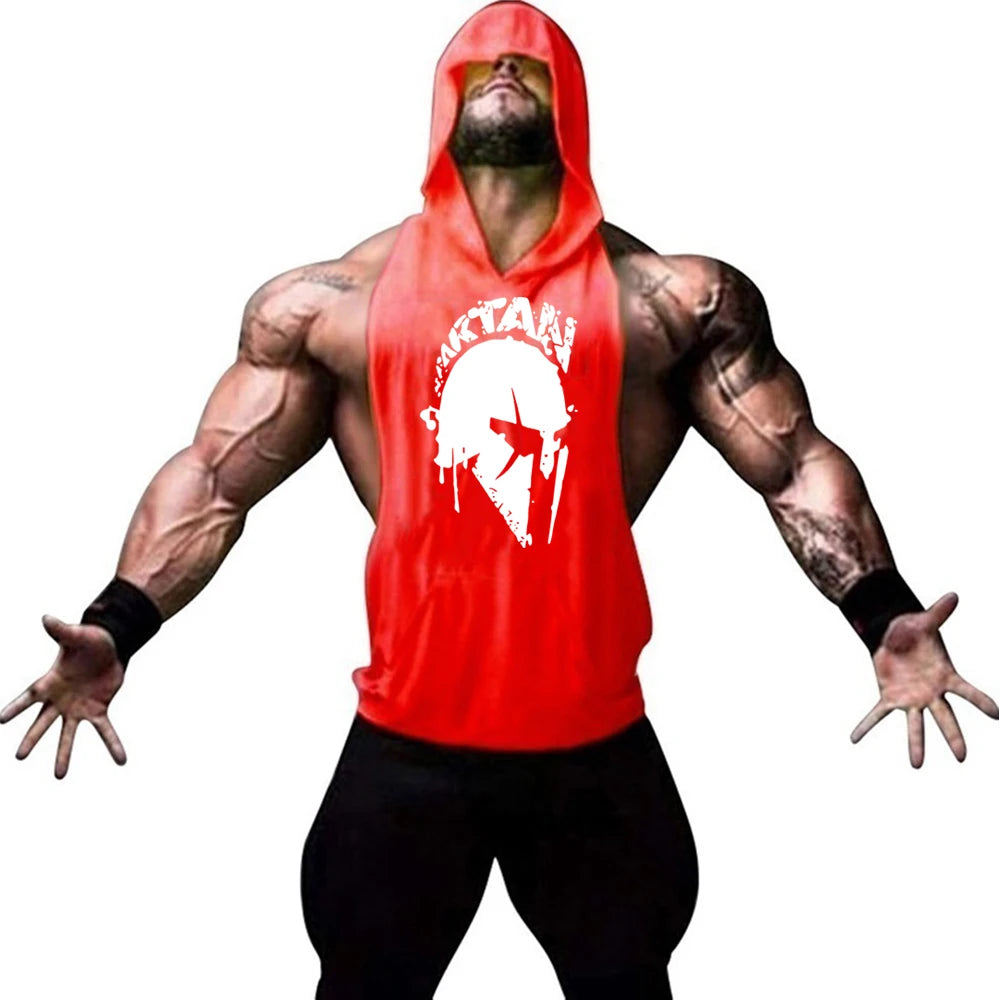 New Brand Gym Clothing Fitness Mens Hooded T-shirts Dropped Armholes Bodybuilding Muscle Tank Tops Workout Sleeveless Vest