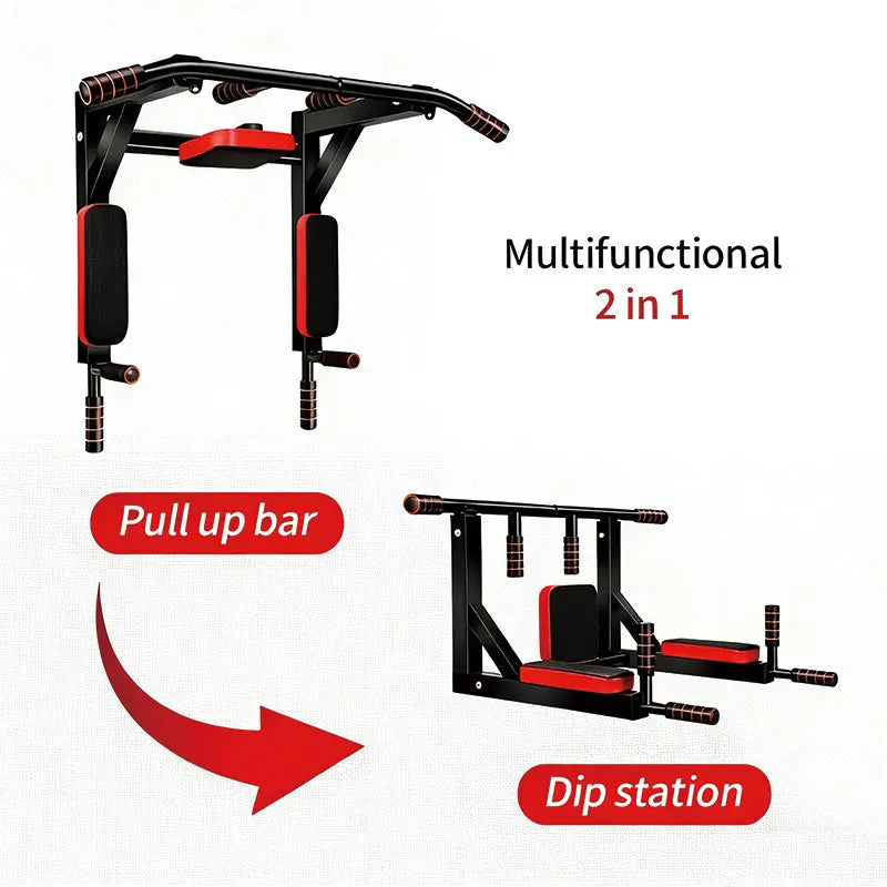 Multifunctional Wall Mounted Pull Up Bar Chin Up bar Dip Station for Indoor Home Gym Workout, Power Tower Set Training
