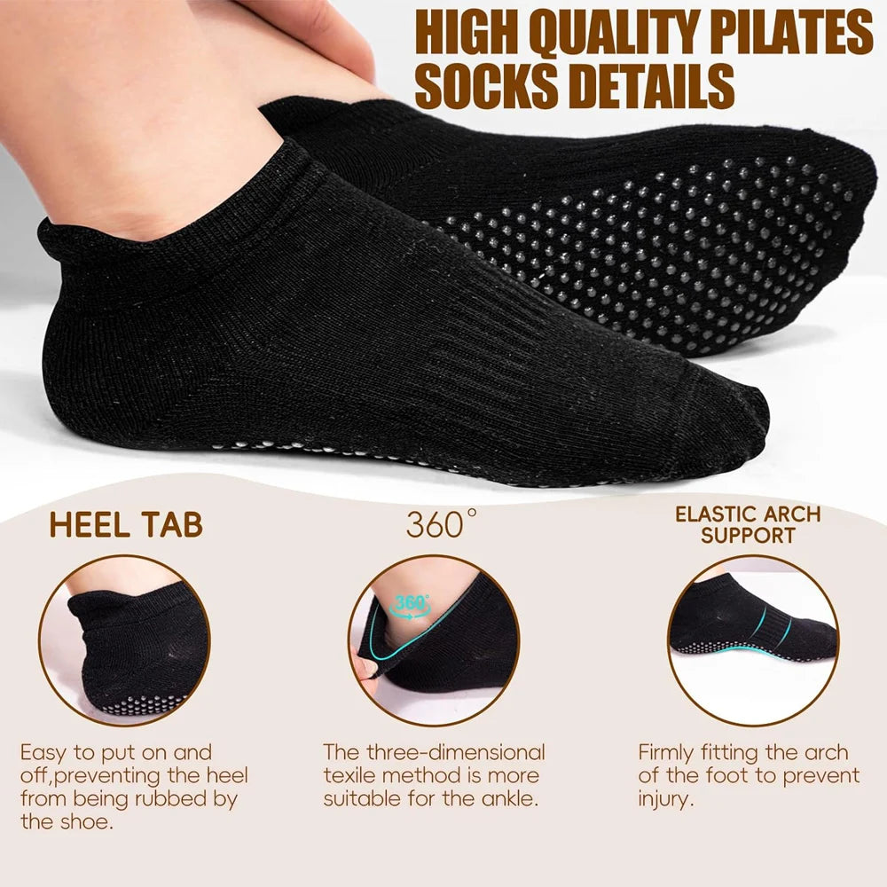 3 Pairs Women Breathable Yoga Socks Silicone Non-Slip Pilates Socks for Women