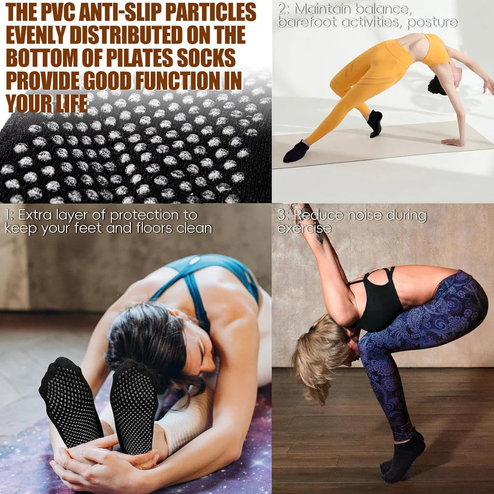 3 Pairs Women Breathable Yoga Socks Silicone Non-Slip Pilates Socks for Women