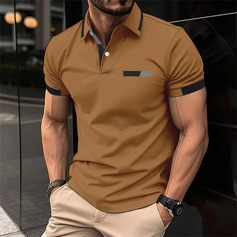 Men's Fitness casual Sport T-shirt Gym Running Exercise Elastic short sleeve Polo Sweatshirt lapel  neck Tops men Tight T-shirt