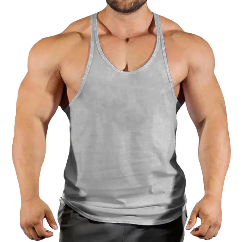 Men's Basic Solid Color Cotton Tank Tops Sleeveless Y-Back Vest Gym Muscle Training Athletic Workout Undershirt Activewear