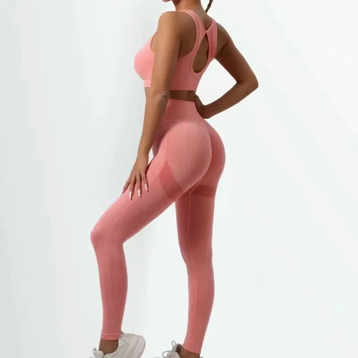 Seamless Yoga Set Women Beauty Back Sports Bra+ Hip Lifting Leggings