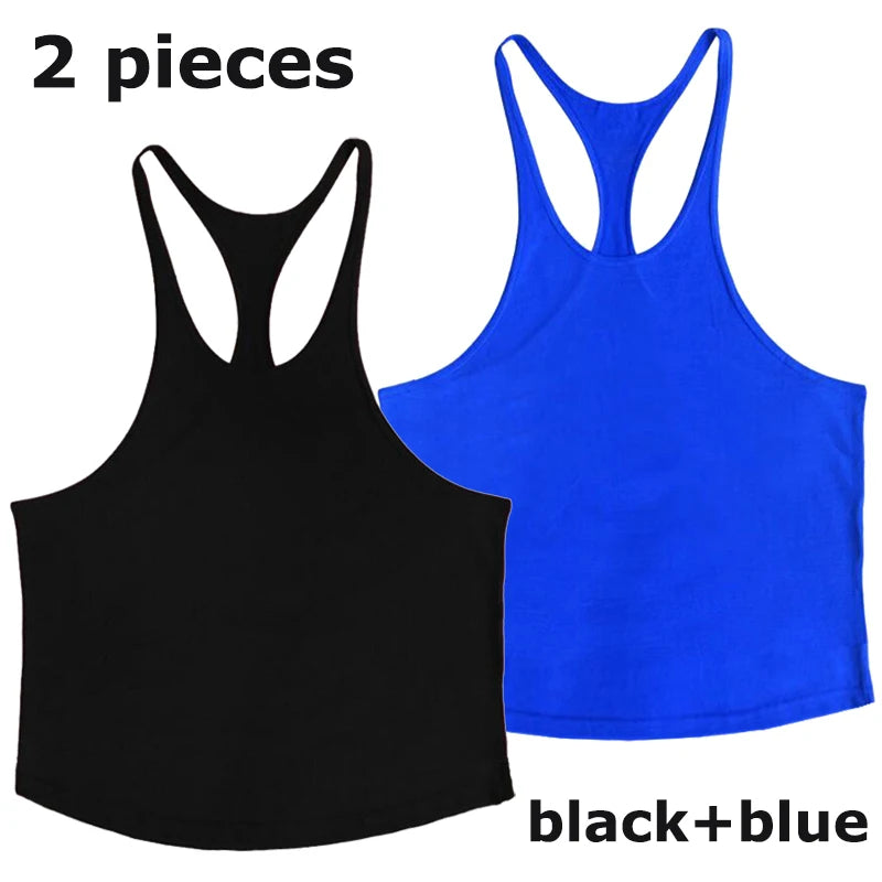 Men's Basic Solid Color Cotton Tank Tops Sleeveless Y-Back Vest Gym Muscle Training Athletic Workout Undershirt Activewear