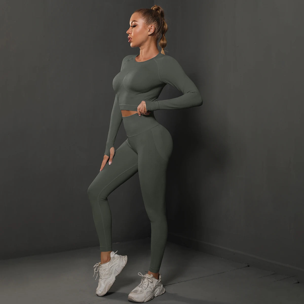 Seamless Yoga Set Crop Top High Waist Leggings