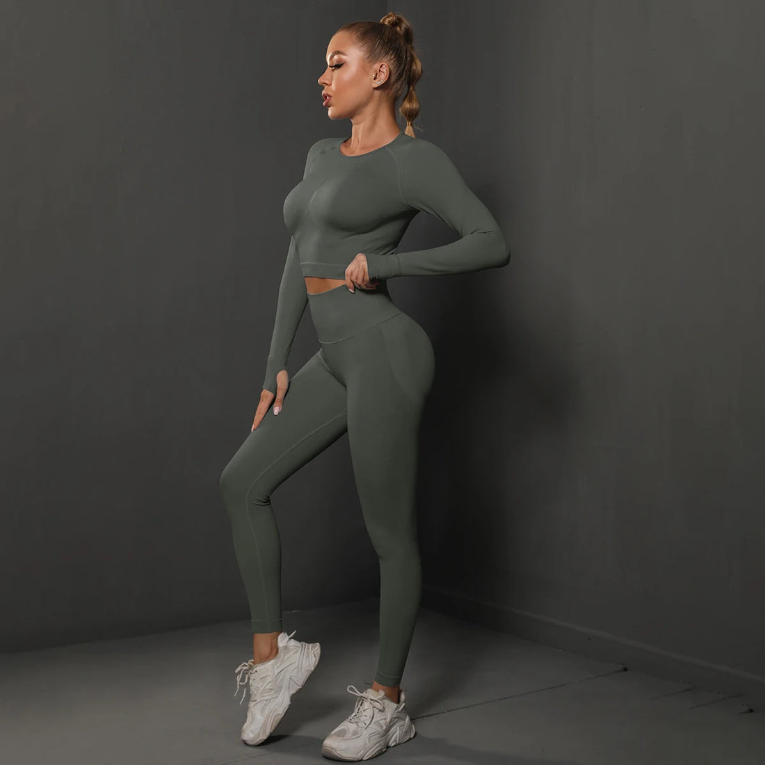 Seamless Yoga Set Crop Top High Waist Leggings