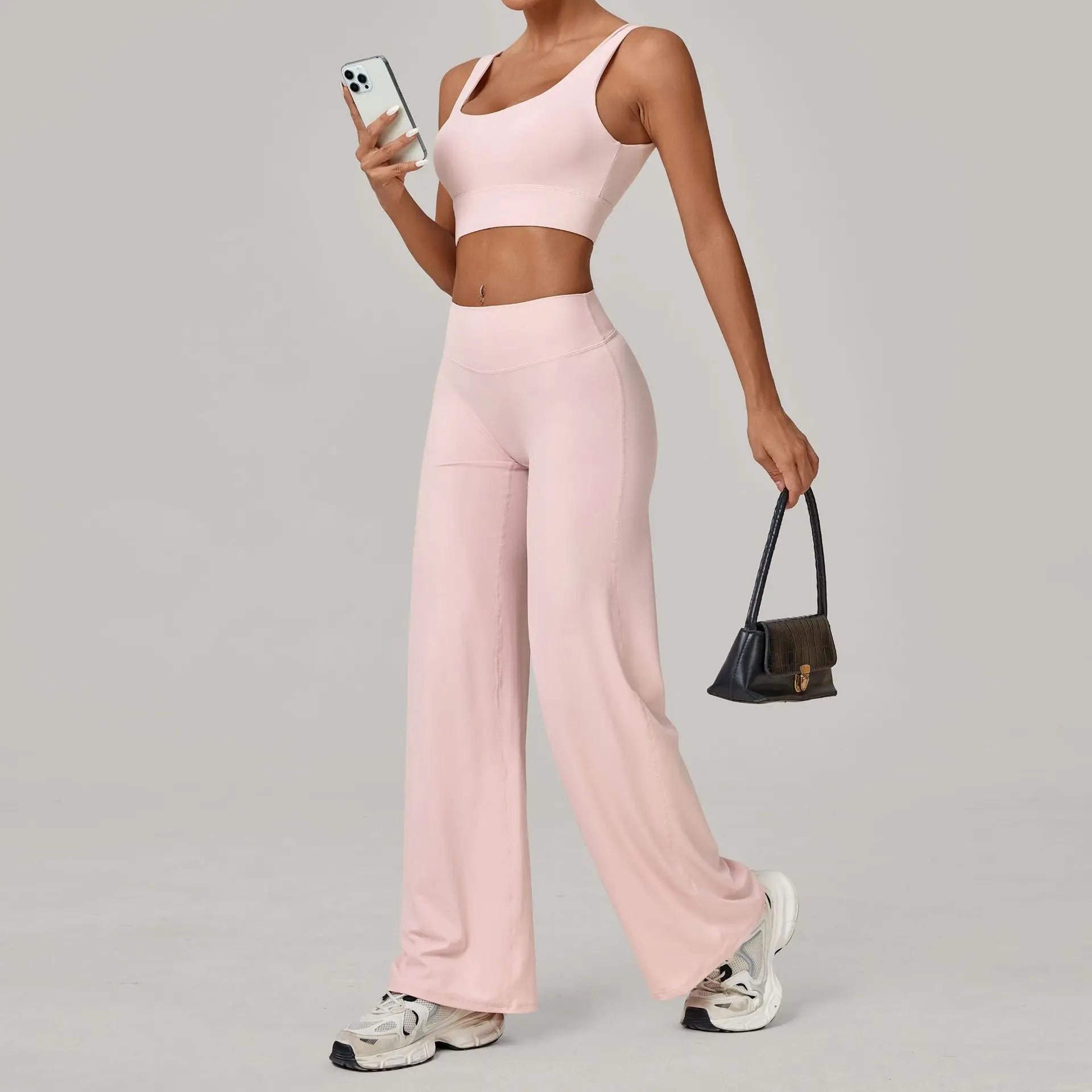 Women's Seamless Yoga Set Slim Fit Bra Wide-leg Pants