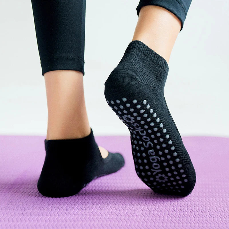 Ladies Backless Non-Slip Yoga Socks Silicone Breathable Pilates Socks for Women