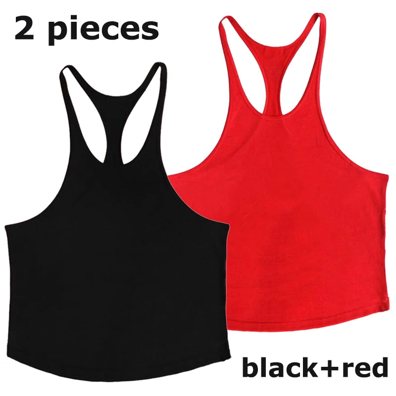 Men's Basic Solid Color Cotton Tank Tops Sleeveless Y-Back Vest Gym Muscle Training Athletic Workout Undershirt Activewear