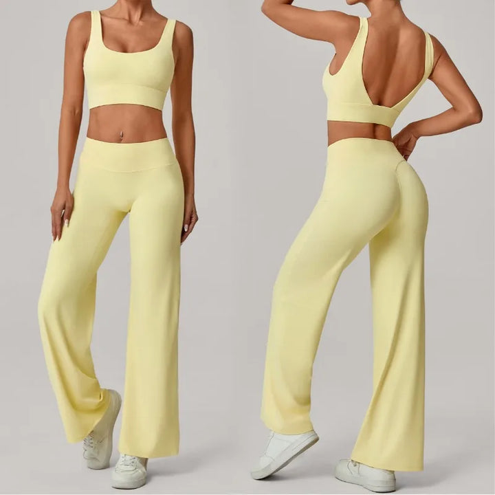 Women's Seamless Yoga Set Slim Fit Bra Wide-leg Pants