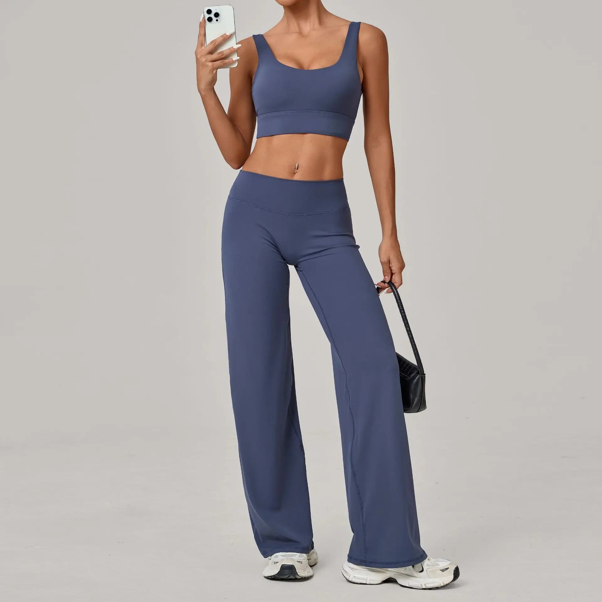 Women's Seamless Yoga Set Slim Fit Bra Wide-leg Pants