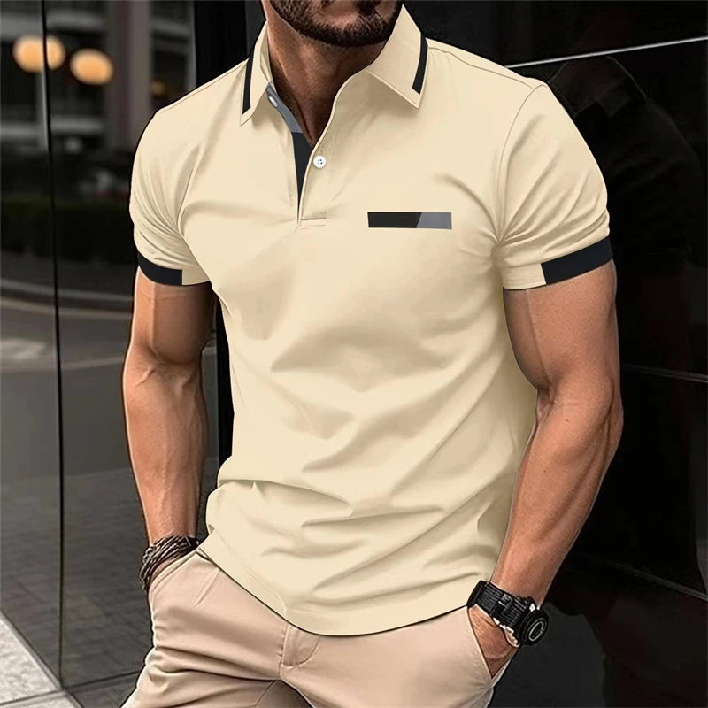Men's Fitness casual Sport T-shirt Gym Running Exercise Elastic short sleeve Polo Sweatshirt lapel  neck Tops men Tight T-shirt