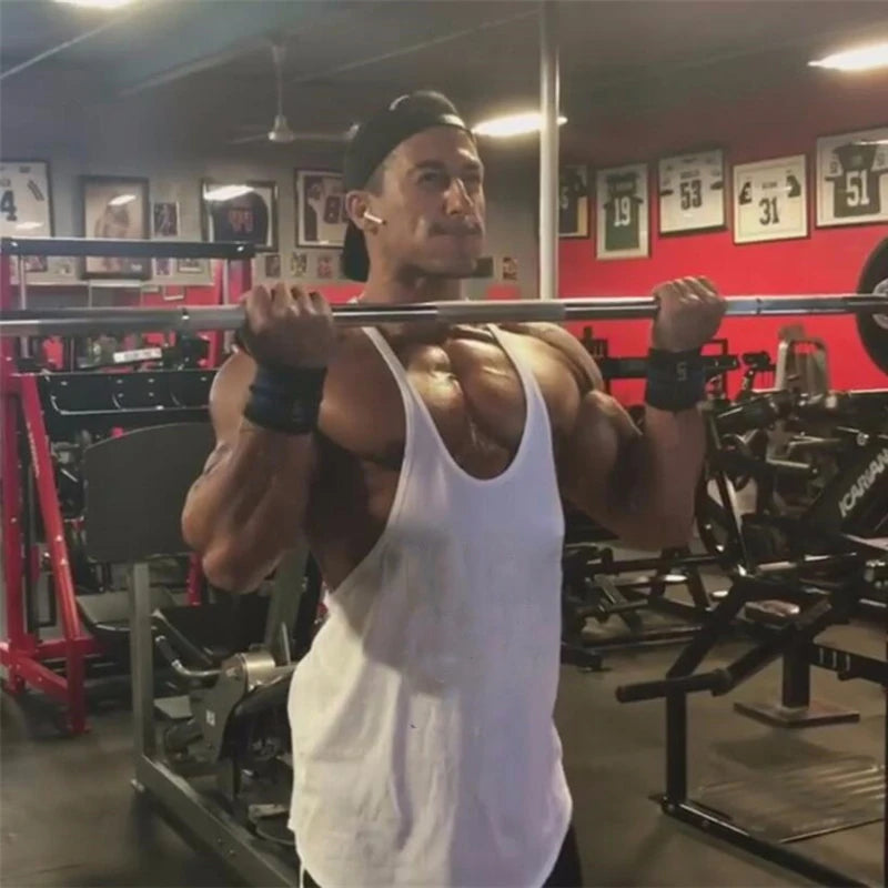 Men's Basic Solid Color Cotton Tank Tops Sleeveless Y-Back Vest Gym Muscle Training Athletic Workout Undershirt Activewear