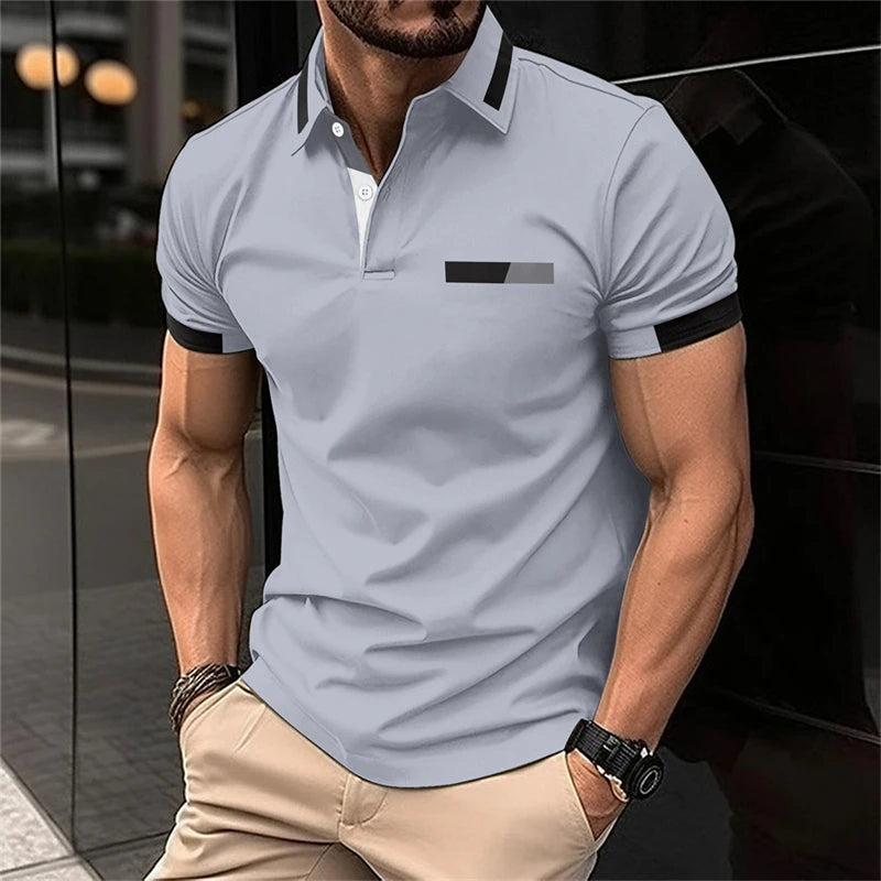 Men's Fitness casual Sport T-shirt Gym Running Exercise Elastic short sleeve Polo Sweatshirt lapel  neck Tops men Tight T-shirt