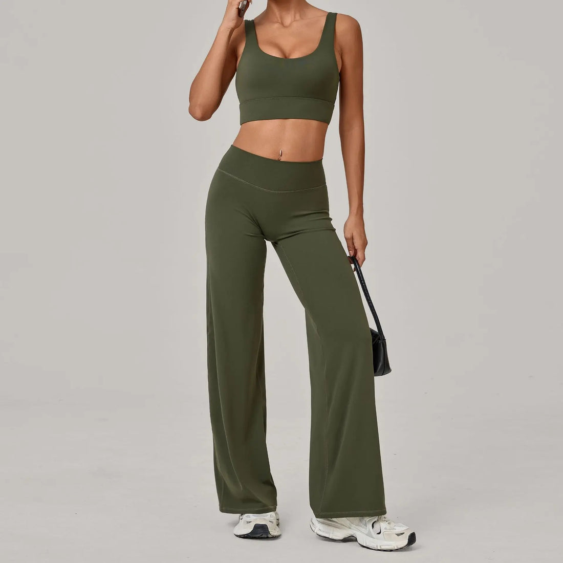 Women's Seamless Yoga Set Slim Fit Bra Wide-leg Pants
