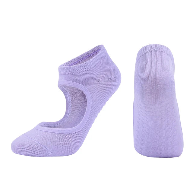 Ladies Backless Non-Slip Yoga Socks Silicone Breathable Pilates Socks for Women