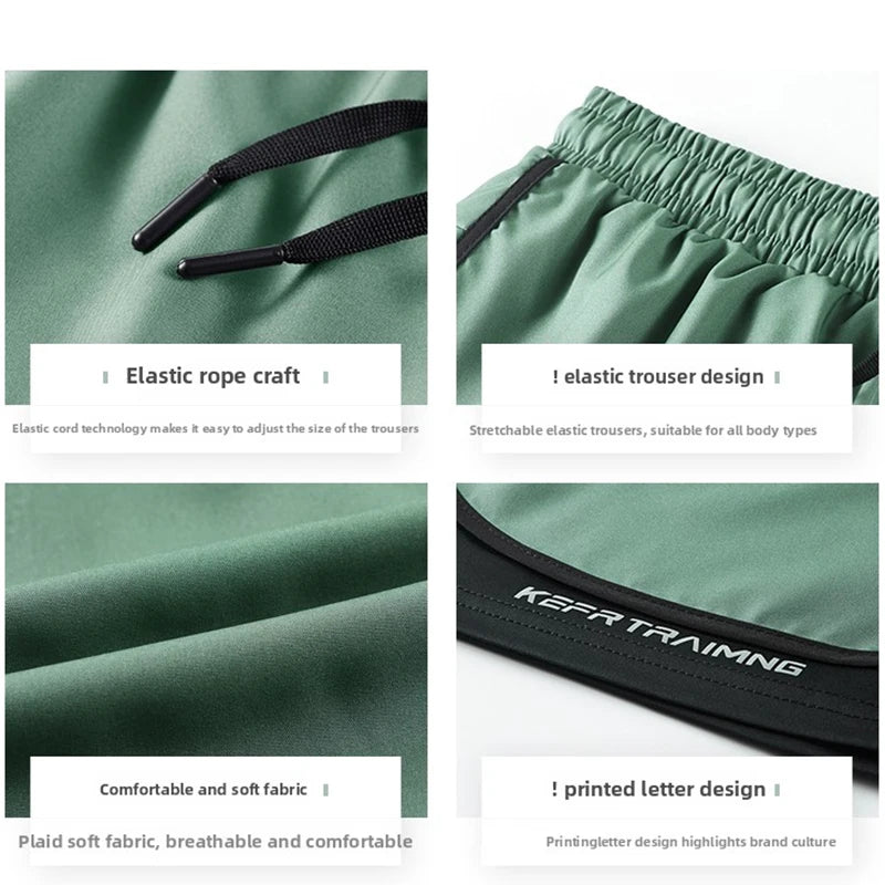 Men's Double Layer Fitness Shorts Men Fitness Gym Training 2 in 1 Sports Shorts