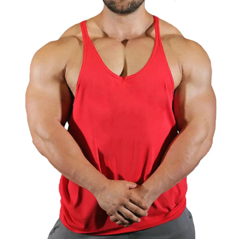 Men's Basic Solid Color Cotton Tank Tops Sleeveless Y-Back Vest Gym Muscle Training Athletic Workout Undershirt Activewear