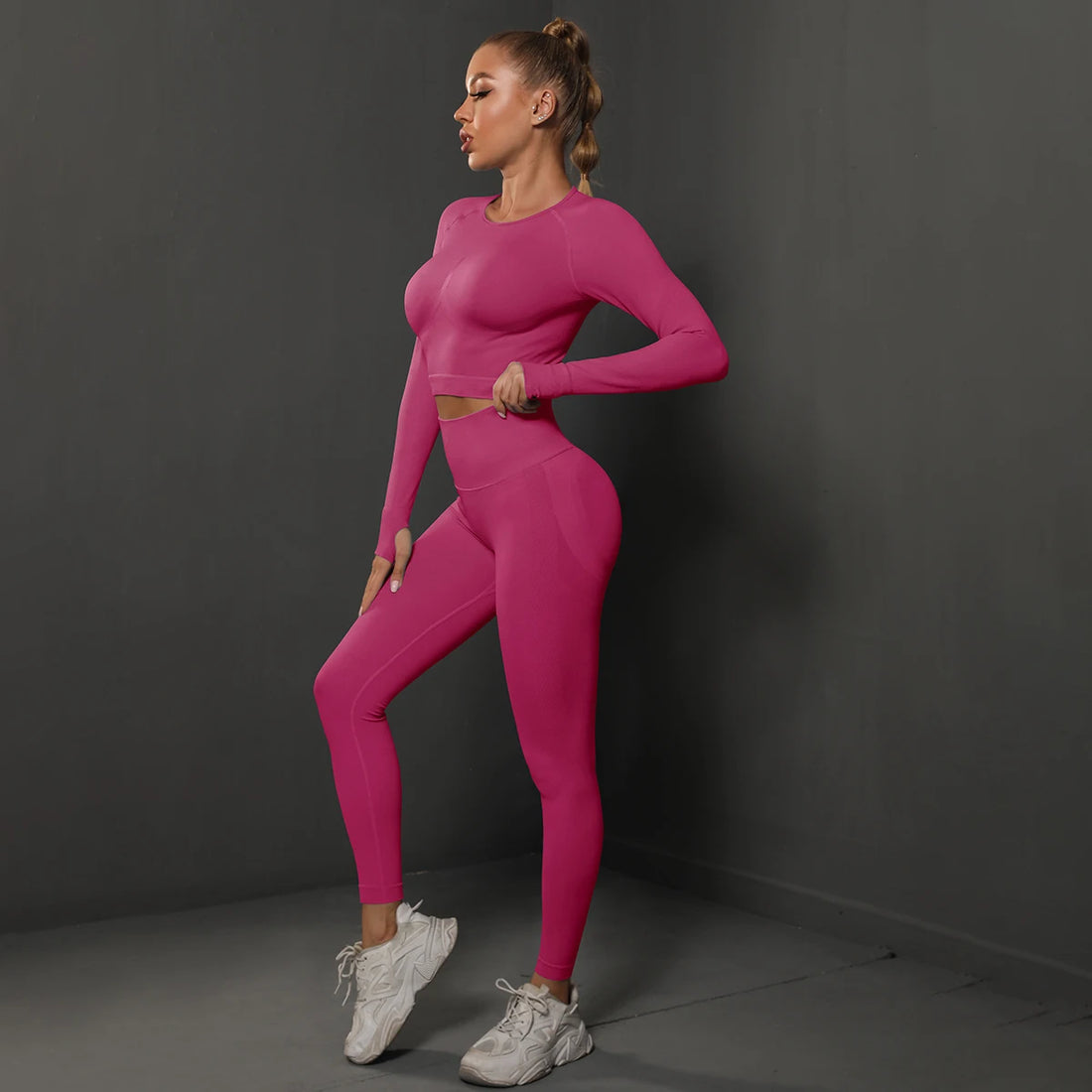 Seamless Yoga Set Crop Top High Waist Leggings