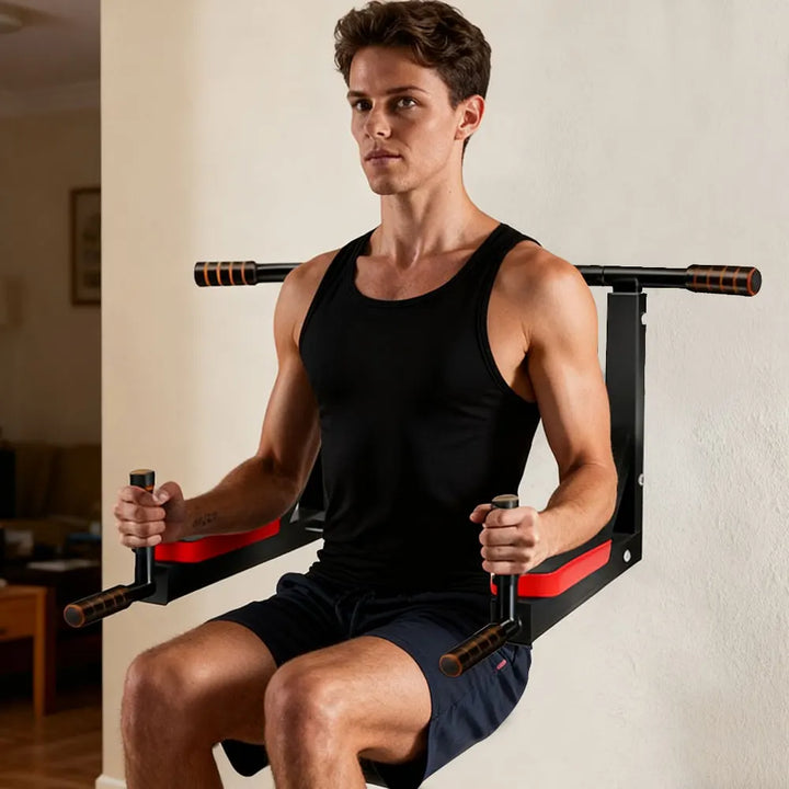 Multifunctional Wall Mounted Pull Up Bar Chin Up bar Dip Station for Indoor Home Gym Workout, Power Tower Set Training