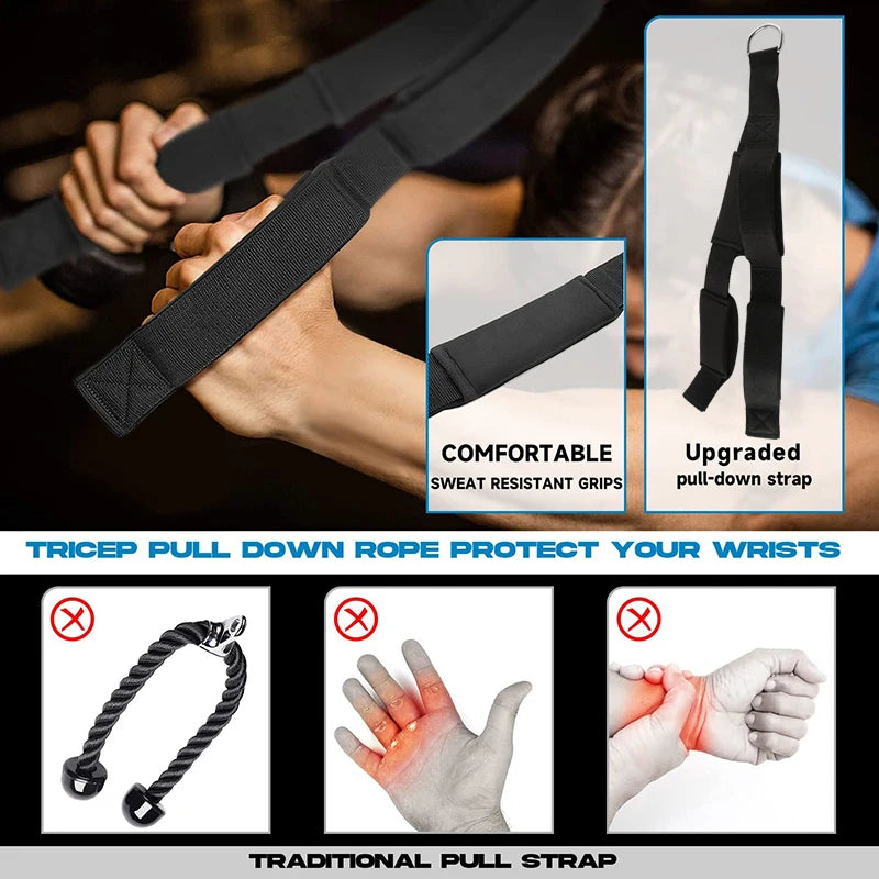 Tricep Rope Cable Attachment,Triceps Extension Straps, Gym Equipment, Two Length in One,Multi-Workout Rope Tricep Gym/Home Use