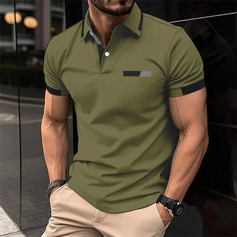 Men's Fitness casual Sport T-shirt Gym Running Exercise Elastic short sleeve Polo Sweatshirt lapel  neck Tops men Tight T-shirt