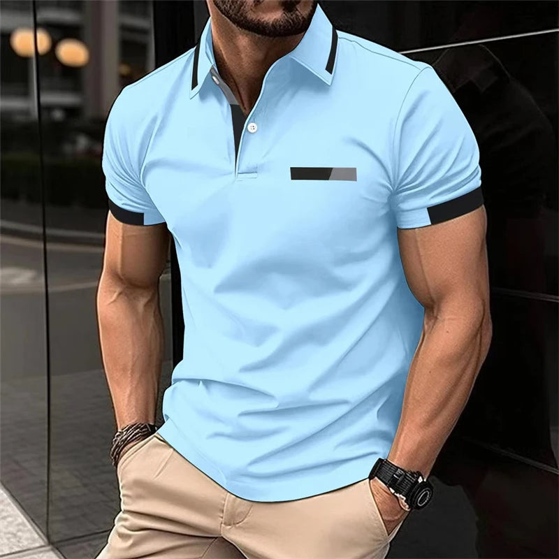 Men's Fitness casual Sport T-shirt Gym Running Exercise Elastic short sleeve Polo Sweatshirt lapel  neck Tops men Tight T-shirt