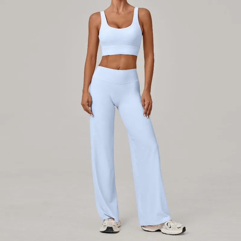 Women's Seamless Yoga Set Slim Fit Bra Wide-leg Pants