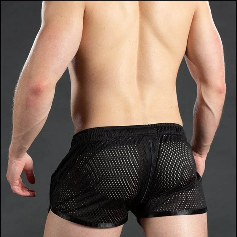 New Gym Mens Summer Running Shorts Quick Dry grid Workout Short Pants