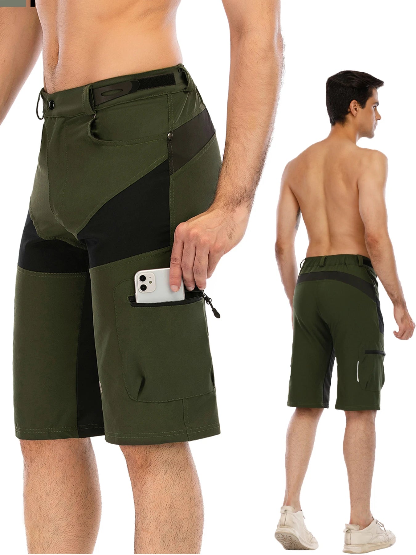 Gym Shorts Man Mountain Bike Shorts Stretch MTB Shorts Quick Dry with Zipper