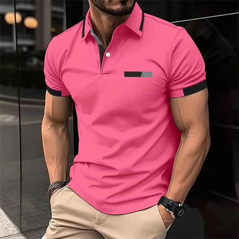 Men's Fitness casual Sport T-shirt Gym Running Exercise Elastic short sleeve Polo Sweatshirt lapel  neck Tops men Tight T-shirt