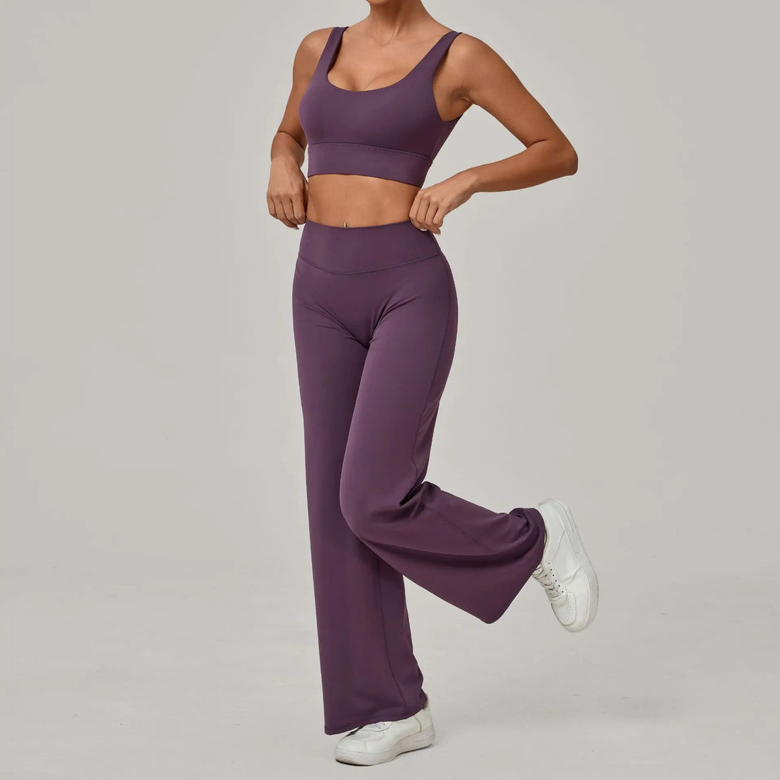 Women's Seamless Yoga Set Slim Fit Bra Wide-leg Pants