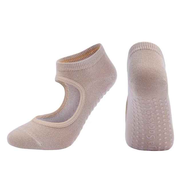 Ladies Backless Non-Slip Yoga Socks Silicone Breathable Pilates Socks for Women