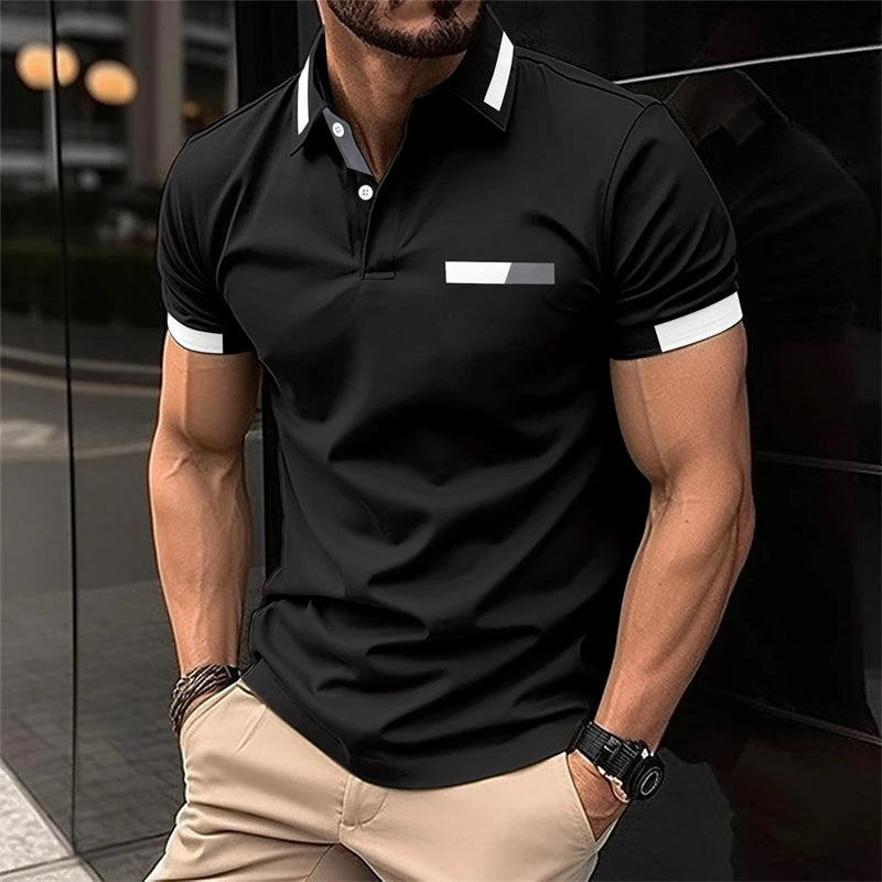 Men's Fitness casual Sport T-shirt Gym Running Exercise Elastic short sleeve Polo Sweatshirt lapel  neck Tops men Tight T-shirt