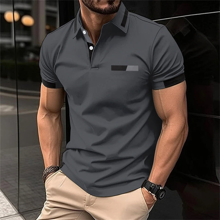 Men's Fitness casual Sport T-shirt Gym Running Exercise Elastic short sleeve Polo Sweatshirt lapel  neck Tops men Tight T-shirt