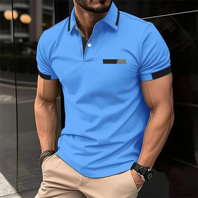 Men's Fitness casual Sport T-shirt Gym Running Exercise Elastic short sleeve Polo Sweatshirt lapel  neck Tops men Tight T-shirt