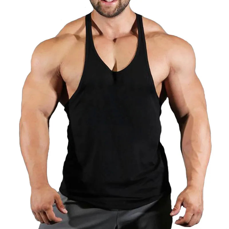 Men's Basic Solid Color Cotton Tank Tops Sleeveless Y-Back Vest Gym Muscle Training Athletic Workout Undershirt Activewear