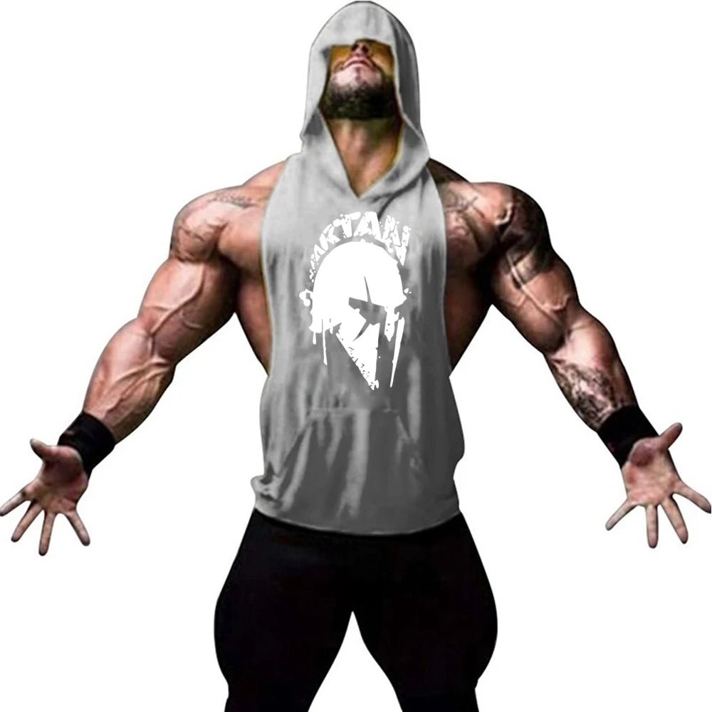 New Brand Gym Clothing Fitness Mens Hooded T-shirts Dropped Armholes Bodybuilding Muscle Tank Tops Workout Sleeveless Vest