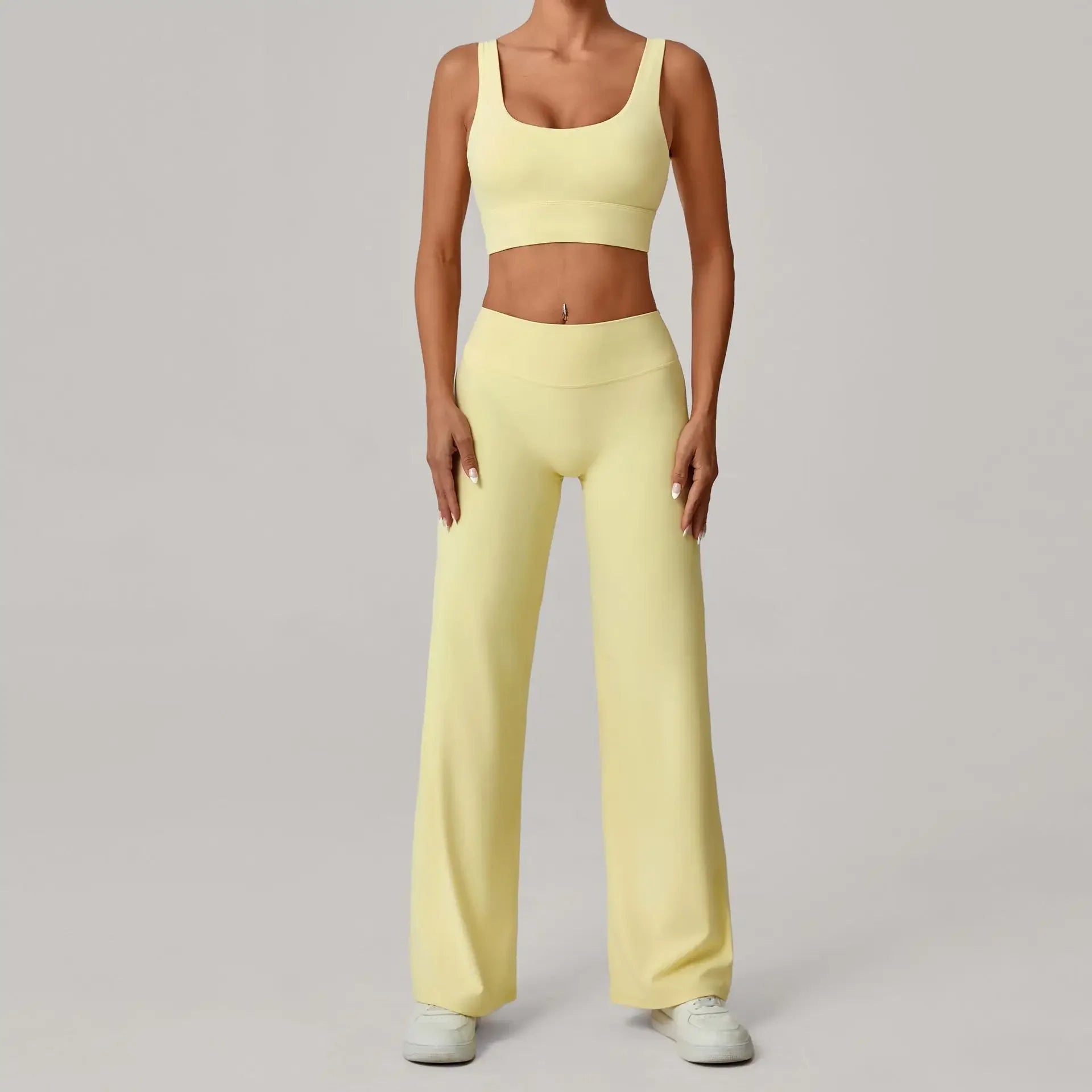 Women's Seamless Yoga Set Slim Fit Bra Wide-leg Pants