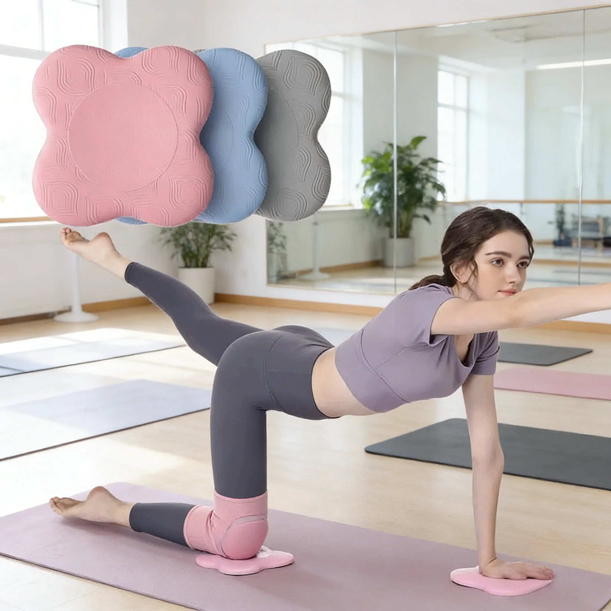 2PCS TPE Thickened Anti Slip Yoga Kneeling Pad Knee Pad Soft Flat Support Pad Slow Rebound Non-slip Pad Sports Fitness Mat