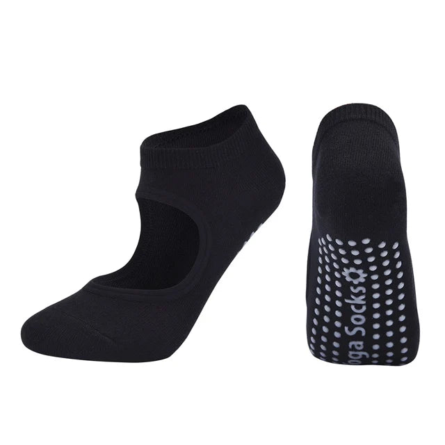 Ladies Backless Non-Slip Yoga Socks Silicone Breathable Pilates Socks for Women